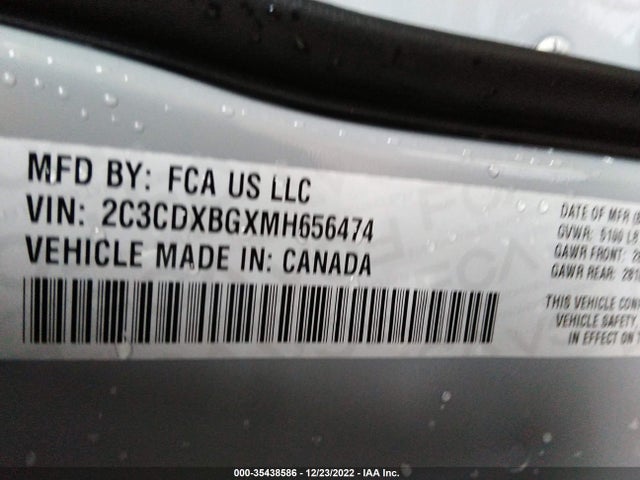 2021 DODGE CHARGER SXT VIN: 2C3CDXBGXMH656474