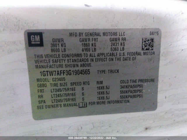GMC SAVANA CARGO VAN 2016 1GTW7AFF3G1904565 Image 10