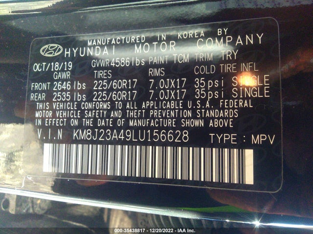 2020 Hyundai Tucson, VIN: KM8J23A49LU156628
