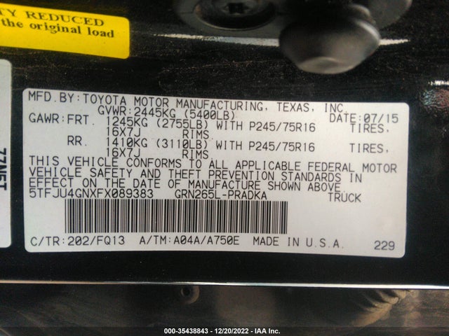 2015 Toyota Tacoma, VIN: 5TFJU4GNXFX089383