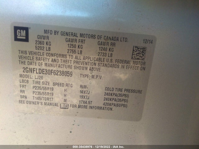 Chevrolet Equinox Ltz 2015 2GNFLDE30F6238059 Image 11