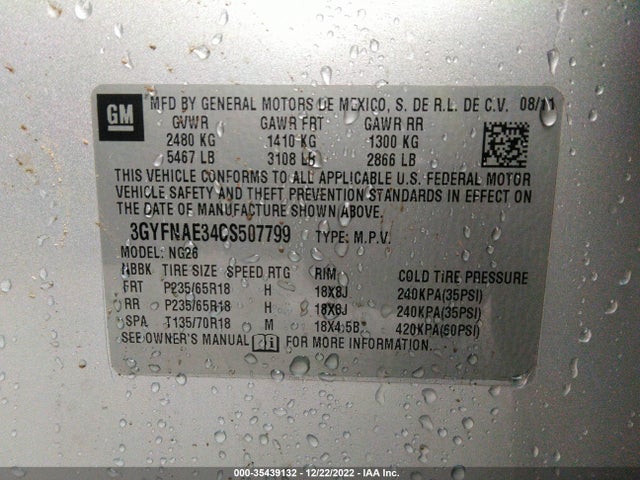 Cadillac SRX 2012 3GYFNAE34CS507799 Image 9