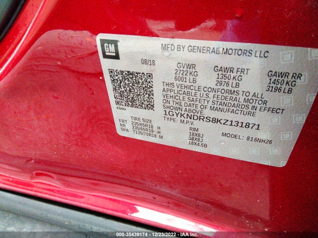 1GYKNDRS8KZ131871 Cadillac Xt5 Luxury Awd