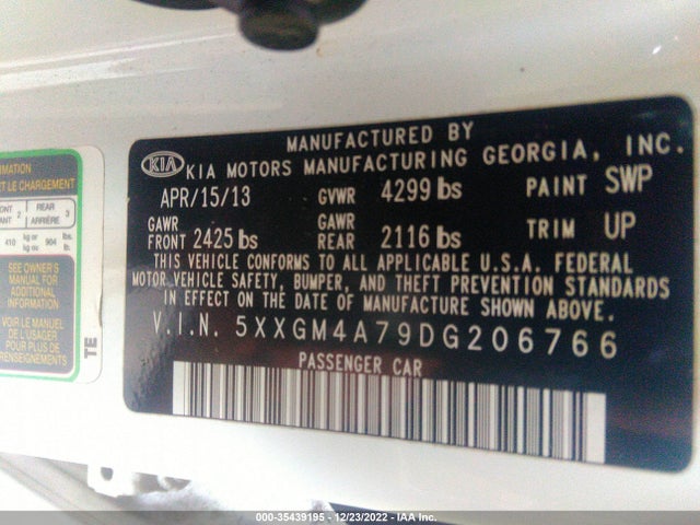 Aukcja sprzedaży 2013 Kia Optima Lx, vin: 5XXGM4A79DG206766, numer aukcji: 35439195