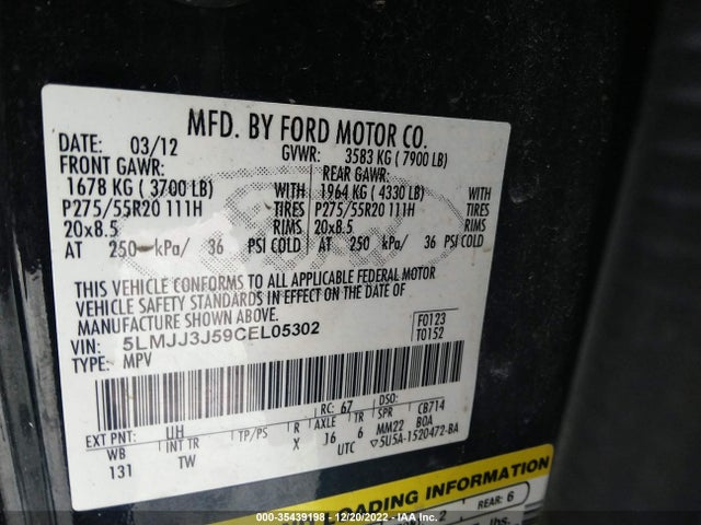 Lincoln NAVIGATOR L 2012 5LMJJ3J59CEL05302 Image 10