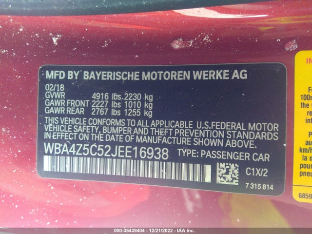 BMW 4 Series 2018 WBA4Z5C52JEE16938 Image 9