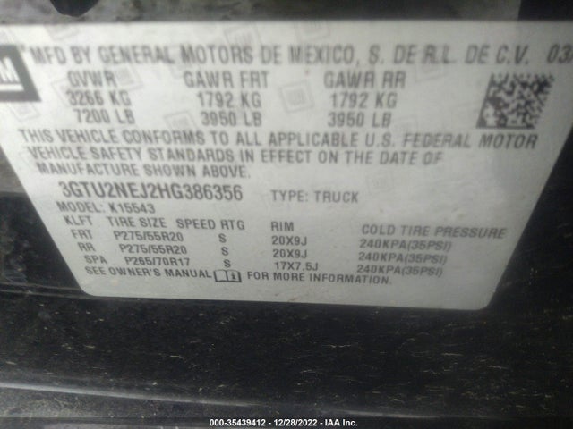 2017 GMC Sierra, VIN: 3GTU2NEJ2HG386356