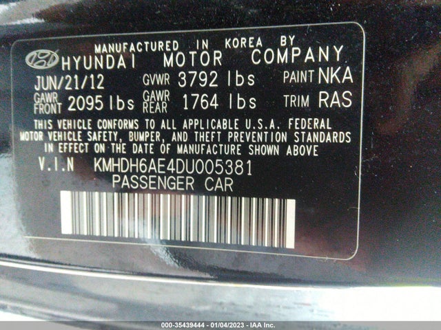 2013 HYUNDAI ELANTRA COUPE GS PZEV VIN: KMHDH6AE4DU005381