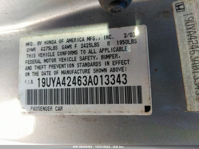 Acura CL 2003 19UYA42463A013343 Image 10