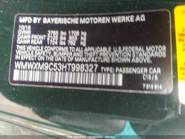 2017 Mini Cooper, VIN: WMWXM9C53HT998327