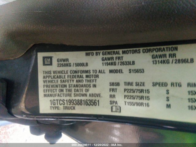 1GTCS199388163561 GMC Canyon Sl