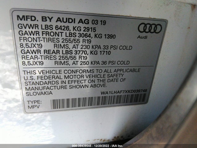 2019 Audi Q7, VIN: WA1LHAF7XKD039748