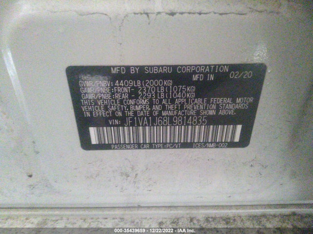 2020 Subaru WRX, VIN: JF1VA1J68L9814835