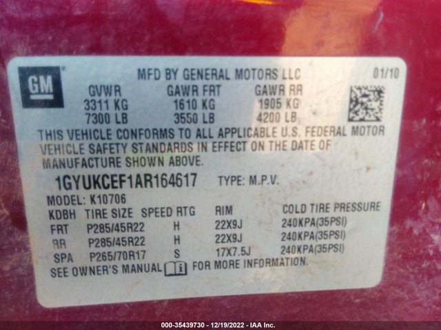 Cadillac Escalade 2010 1GYUKCEF1AR164617 Image 10