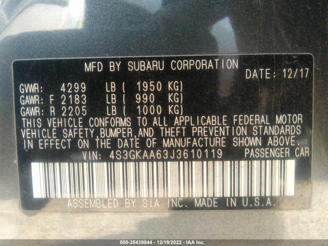 4S3GKAA63J3610119 Subaru IMPREZA
