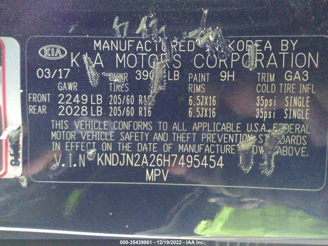 KIA Soul Base 2017 KNDJN2A26H7495454 Image 10