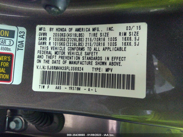Honda CR-V LX 2015 5J6RM4H35FL056924 Image 9