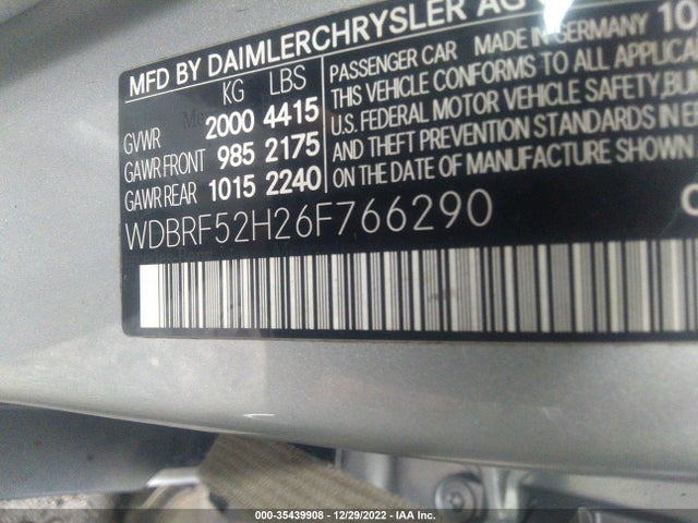 2006 MERCEDES-BENZ C-CLASS SPORT VIN: WDBRF52H26F766290
