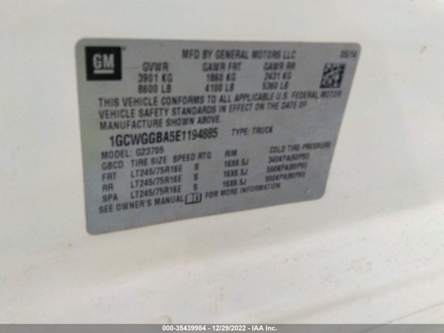 Chevrolet EXPRESS CARGO VAN 2014 1GCWGGBA5E1194885 Image 10