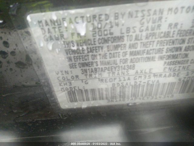 3N1AB7AP4EY314348 Nissan SENTRA SV