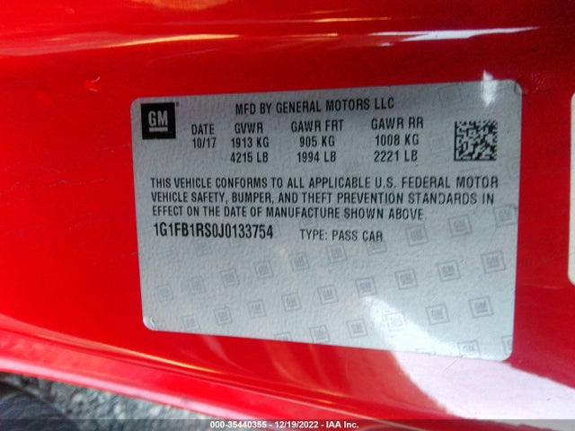 Chevrolet Camaro 1lt 2018 1G1FB1RS0J0133754 Image 10