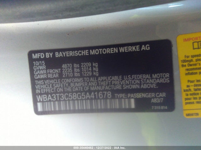 2016 BMW 4 Series, VIN: WBA3T3C58G5A41678