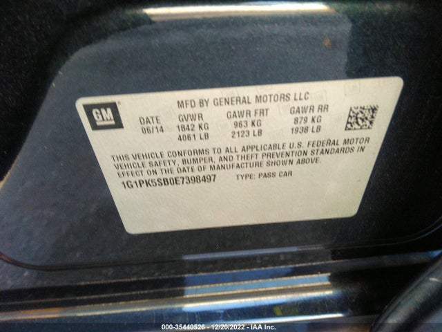 Chevrolet CRUZE LT 2014 1G1PK5SB0E7398497 Image 9