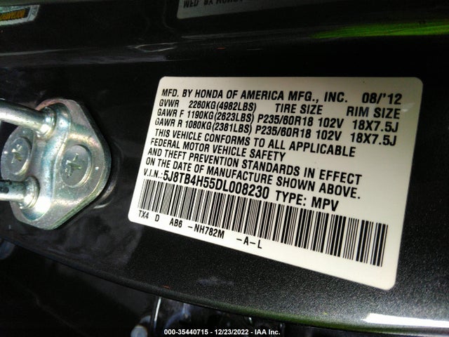 Aukcja sprzedaży 2013 Acura Rdx Tech Pkg, vin: 5J8TB4H55DL008230, numer aukcji: 35440715