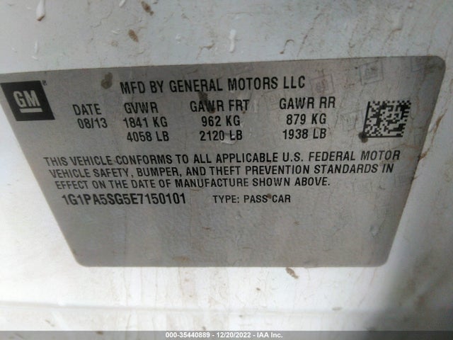 Chevrolet CRUZE LS 2014 1G1PA5SG5E7150101 Image 10