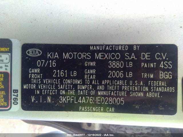 2017 KIA FORTE LX VIN: 3KPFL4A76HE028005