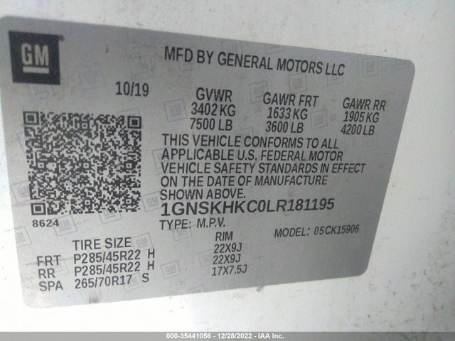 Chevrolet Suburban Lt 2020 1GNSKHKC0LR181195 Image 11