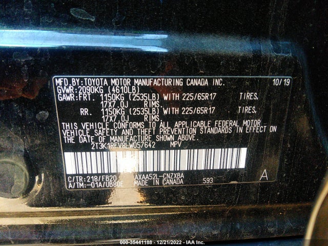 2020 Toyota RAV4, VIN: 2T3K1RFV8LW057642