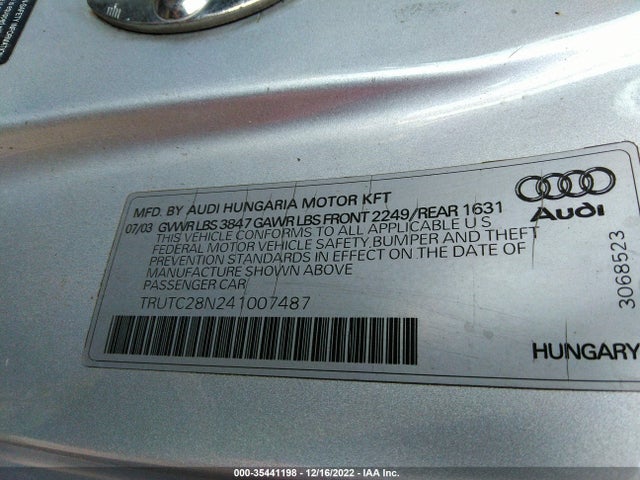 Audi TT 2004 TRUTC28N241007487 Image 11