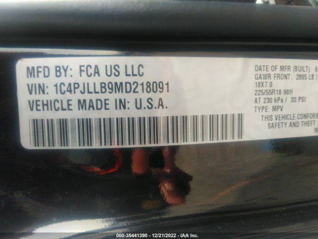 1C4PJLLB9MD218091 Jeep Cherokee Altitude