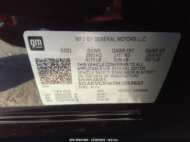 2021 Buick Enclave, VIN: 5GAEVCKW3MJ253633