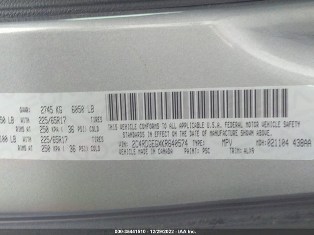 Dodge Grand Caravan Gt 2019 2C4RDGEGXKR640574 Image 10