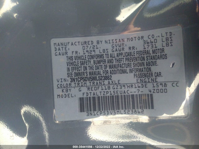 2021 NISSAN KICKS SR VIN: 3N1CP5DV5ML523862