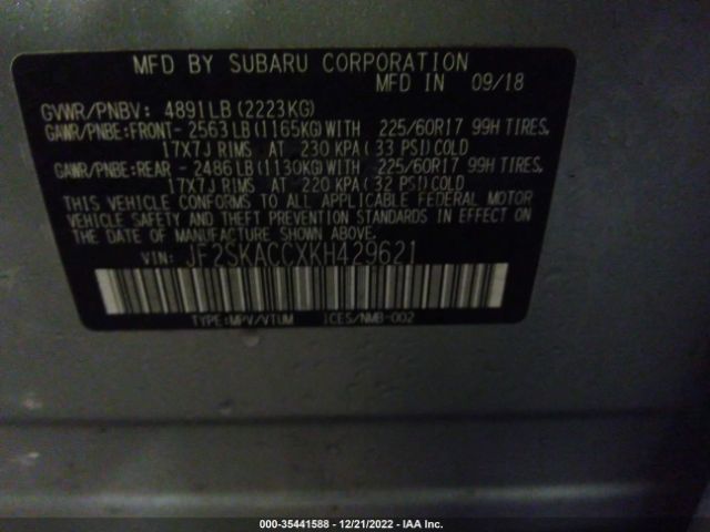JF2SKACCXKH429621 Subaru Forester