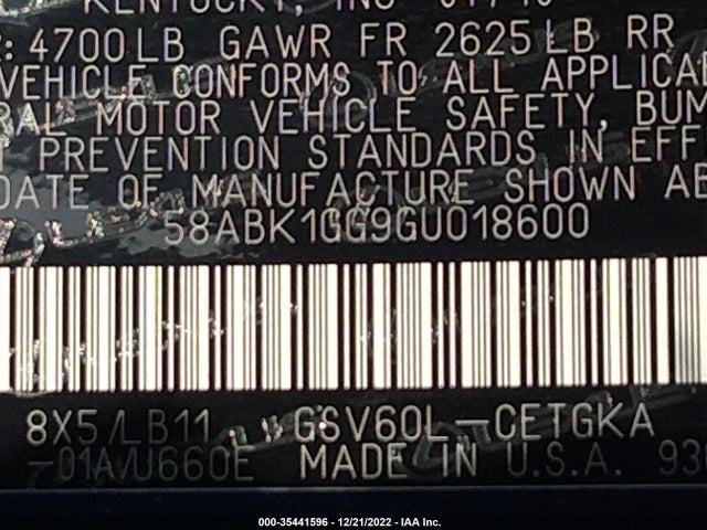 2016 Lexus ES, VIN: 58ABK1GG9GU018600