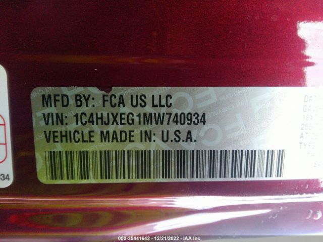 1C4HJXEG1MW740934 Jeep Wrangler Unlimited Sahara Altitude