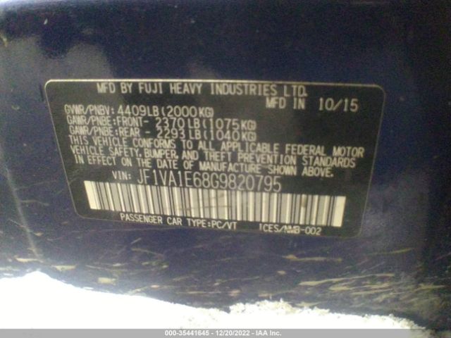 JF1VA1E68G9820795 Subaru Wrx Premium