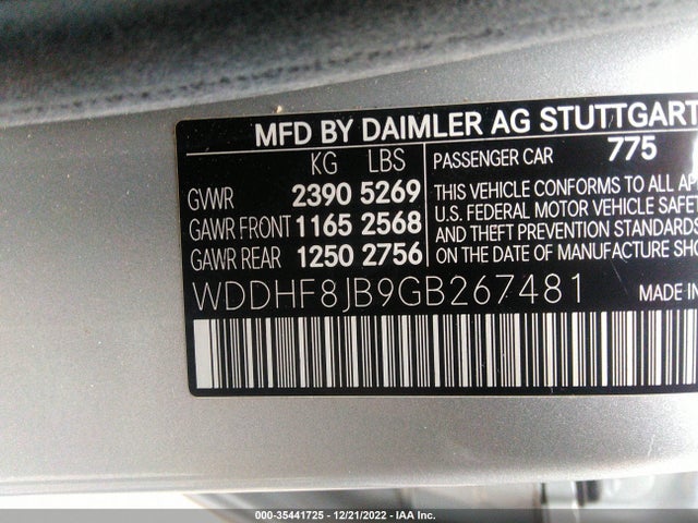 2016 Mercedes-Benz E-Class, VIN: WDDHF8JB9GB267481