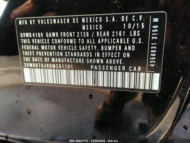 3VWD67AJ9GM261101 Volkswagen Jetta Sedan 1.4t Se W/connectivity