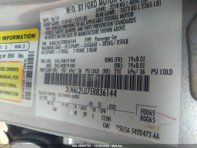 Lincoln MKZ HYBRID 2014 3LN6L2LU7ER836144 Image 9