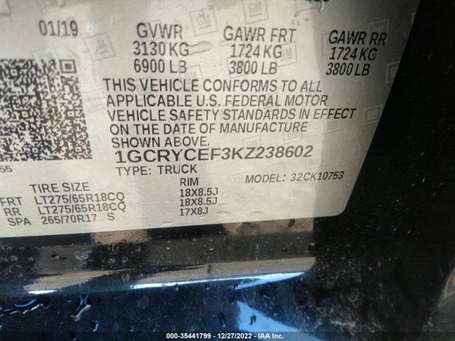 Chevrolet Silverado 1500 Custom Trail Boss 2019 1GCRYCEF3KZ238602 Image 9