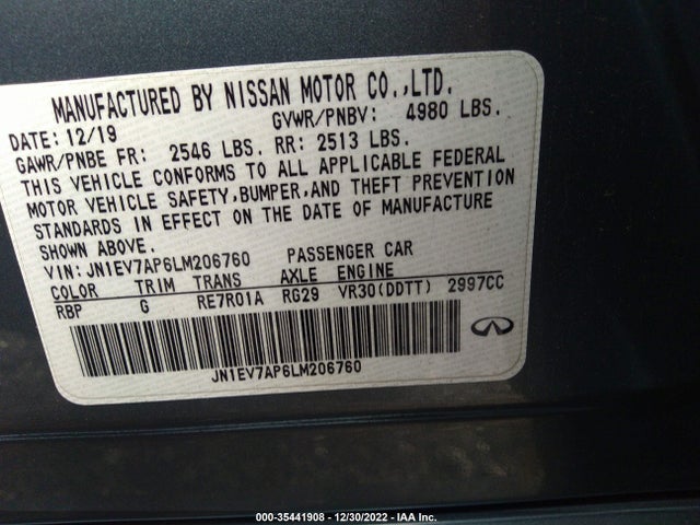 2020 Infiniti Q50, VIN: JN1EV7AP6LM206760