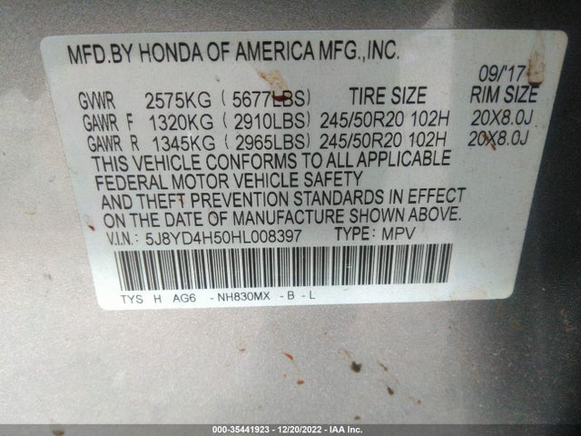 2017 Acura MDX, VIN: 5J8YD4H50HL008397