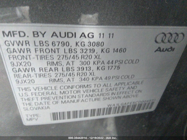 WA1LGAFE5CD004831 Audi Q7 3.0t Premium Plus