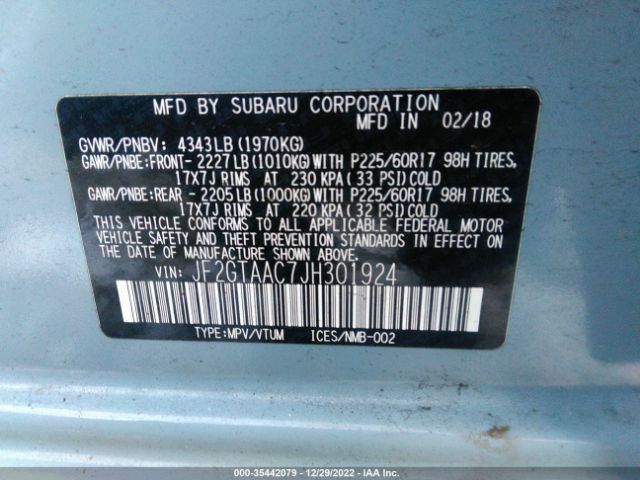 JF2GTAAC7JH301924 Subaru Crosstrek