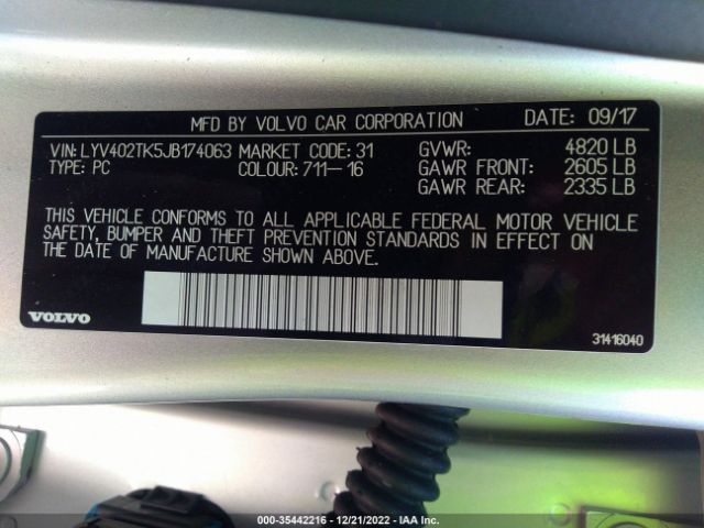 LYV402TK5JB174063 Volvo S60 INSCRIPTION